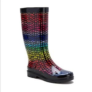 Sugar Raffle Rainbow Dot Waterproof Rain Boots